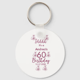 マロン白モーヴシュフ60歳の誕生日フローラ キーホルダー