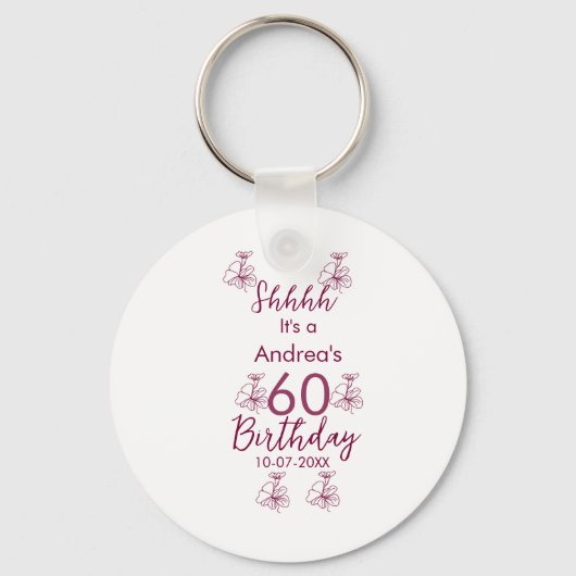 マロン白モーヴシュフ60歳の誕生日フローラ キーホルダー (正面)