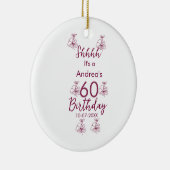 マロン白モーヴシュフ60歳の誕生日フローラ セラミックオーナメント (右)