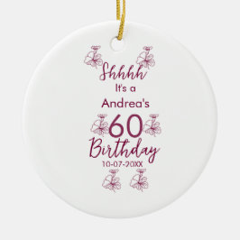 マロン白モーヴシュフ60歳の誕生日フローラ セラミックオーナメント