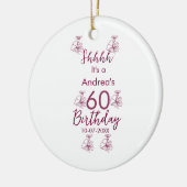 マロン白モーヴシュフ60歳の誕生日フローラ セラミックオーナメント (左)