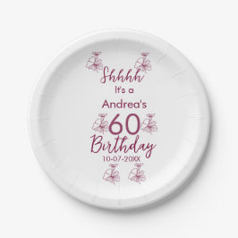 マロン白モーヴシュフ60歳の誕生日フローラ ペーパープレート