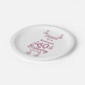 マロン白モーヴシュフ60歳の誕生日フローラ ペーパープレート (アングル)