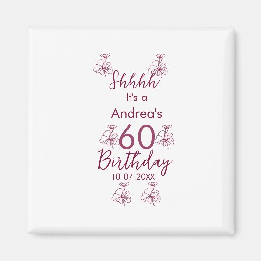 マロン白モーヴシュフ60歳の誕生日フローラ マグネット (正面)