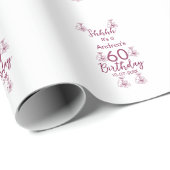 マロン白モーヴシュフ60歳の誕生日フローラ ラッピングペーパー (ロールコーナー)