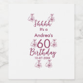 マロン白モーヴシュフ60歳の誕生日フローラ ワインラベル (シングルラベル)