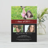 マロン色のカスタム卒業おめでとう写真3点セット 案内状 (スタンド正面)
