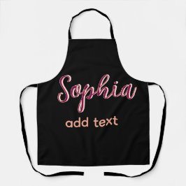 マロン追加ネーム女の子ボス文字ブラックエレガント エプロン
