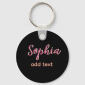 マロン追加ネーム女の子ボス文字ブラックエレガント キーホルダー (正面)