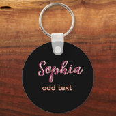 マロン追加ネーム女の子ボス文字ブラックエレガント キーホルダー (正面)