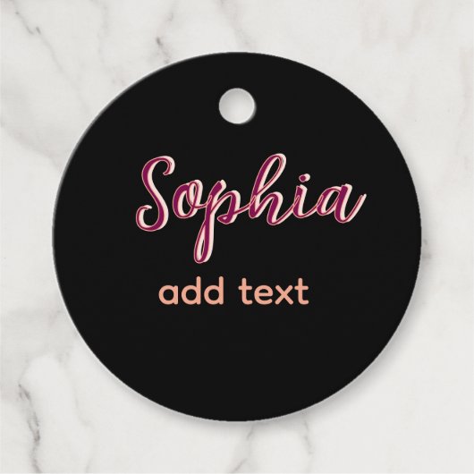 マロン追加ネーム女の子ボス文字ブラックエレガント フェイバータグ (正面)