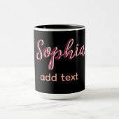 マロン追加ネーム女の子ボス文字ブラックエレガント マグカップ (中央)