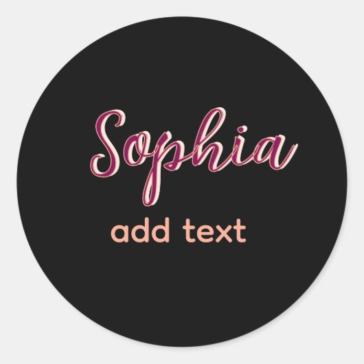 マロン追加ネーム女の子ボス文字ブラックエレガント ラウンドシール (正面)