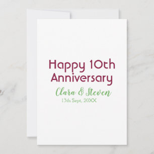 マロン グリーン パステル ハッピー 10 周年 結婚記念日 招待状