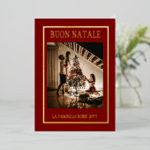 マロン＆ゴールド シンプル モダン フォト クリスマス 箔シーズンカード (立ち正面)