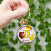 マロン・金ゴールドの男の子がジャージー・ナンバー・サッカー キーホルダー (手)