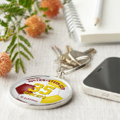 マロン・金ゴールドの男の子がジャージー・ナンバー・サッカー キーホルダー (側面)