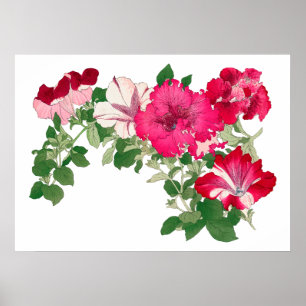 マローの花、ヴィンテージ日本のアート ポスター