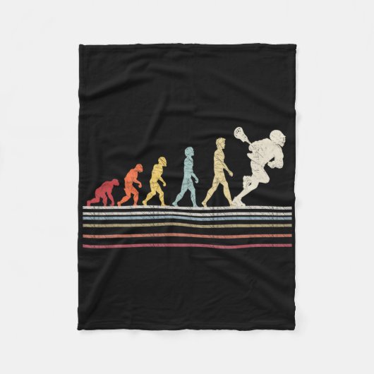マンおもしろいスポーツレトロヴィンタグのラクロス進化 フリースブランケット (正面)