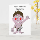 マンおもしろい誕生日カード カード (黄色い花)