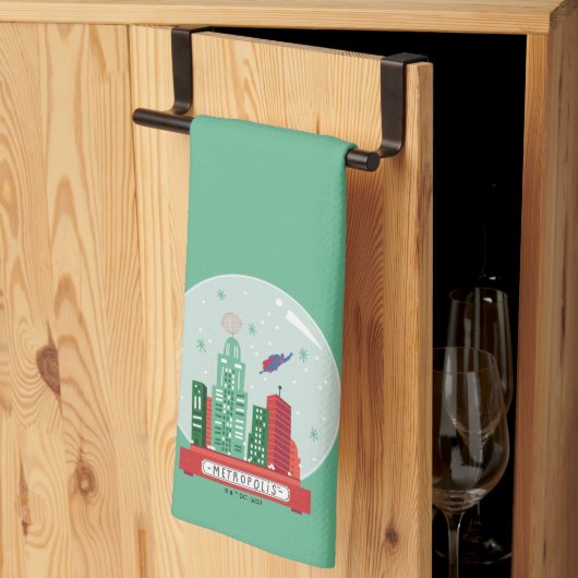 マンすごいメトロポリススノーグローブグラフィック キッチンタオル (三つ折り)