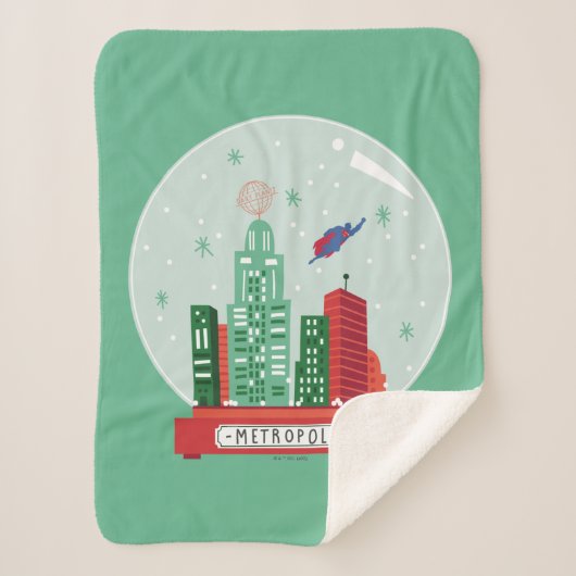 マンすごいメトロポリススノーグローブグラフィック シェルパブランケット (正面)