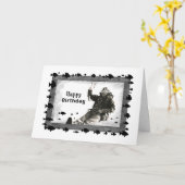 マンアイス魚釣り、誕生日 カード (黄色い花)