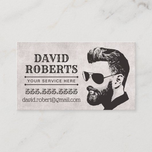 マンインサングラスレトロタイポグラフィプロフェッショナル 名刺 (正面)