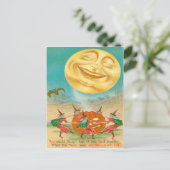 マンインザムーンこうもり魔女ハロウィーンのカボチャのちょうちん ポストカード (スタンド正面)