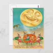 マンインザムーンこうもり魔女ハロウィーンのカボチャのちょうちん ポストカード (正面/裏面)