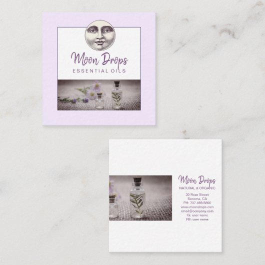マンインザムーンエッセンシャル油アロマセラピー美しい スクエア名刺 (正面/裏面)