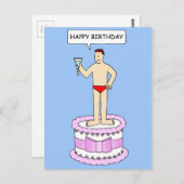 マンインパンツオンケーキハッピーバースデー ポストカード (正面/裏面)