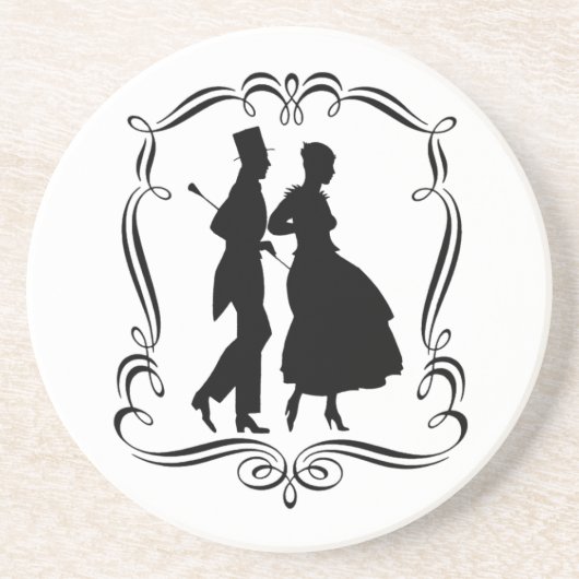 マンウィメンシルエットヴィンテージアートコースター コースター (正面)