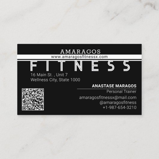 マンウェイトリフティングフィットネス白黒 名刺 (裏面)