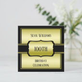 マンエレガントズ金ゴールド&ブラック100誕生日 招待状 (スタンド正面)