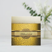 マンエレガントビールブラック金ゴールド誕生日パーティーメンズ 招待状 (スタンド正面)