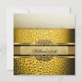 マンエレガントビールブラック金ゴールド誕生日パーティーメンズ 招待状 (正面)
