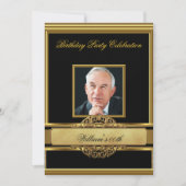 マンエレガント金ゴールド誕生日パーティーMens写真2 招待状 (正面)