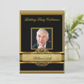 マンエレガント金ゴールド誕生日パーティーMens写真2 招待状 (スタンド正面)