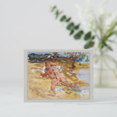 マンオンビーチフロリダサージェントファインアート水彩 ポストカード (スタンド正面)