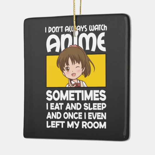 マンガおもしろいアニメの女の子いつもアニメを見ているわけではない セラミックオーナメント (左)
