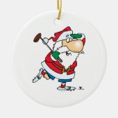 マンガおもしろいーのゴルファーのサンタクロース セラミックオーナメント (正面)