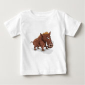 マンガおもしろいーは野生の茶色の豚 ベビーTシャツ (正面)