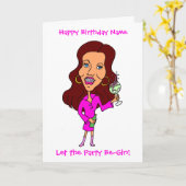 マンガおもしろいー女性ジンブルネット誕生日 カード (黄色い花)