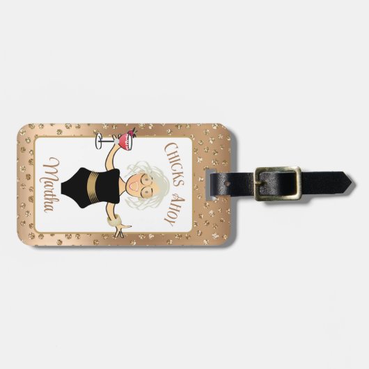 マンガおもしろいー熟女クルーズビーチトロピカル ラゲッジタグ (正面横)