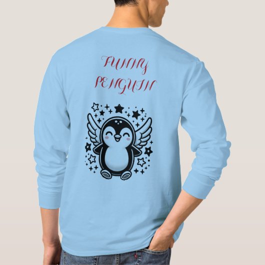 マンガおもしろいー・ペンギン長袖Tシャツ Tシャツ (裏面)