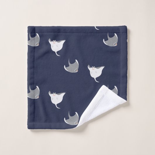 マンガのアカエイ模様 バスタオルセット (ウォッシュタオル)