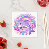 マンガのイルカの赤ちゃんシャワー スタンダードカクテルナプキン (インサイチュ)