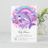マンガのイルカの赤ちゃんシャワー 招待状 (スタンド正面)