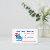 マンガのウォータードロッププランバーの男の給排水衛生設備サービス 名刺 (スタンド正面)